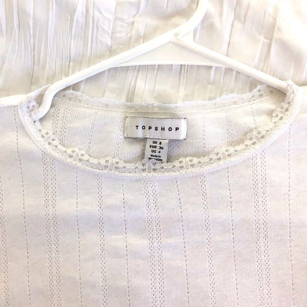 Topshop White Long Sleeve Tee with Lace